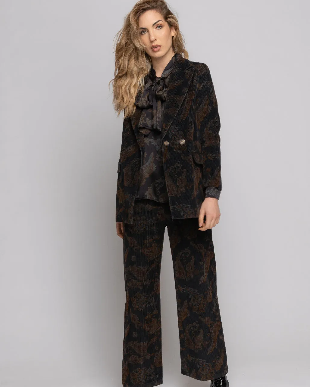 Paisley Single-Button Blazer