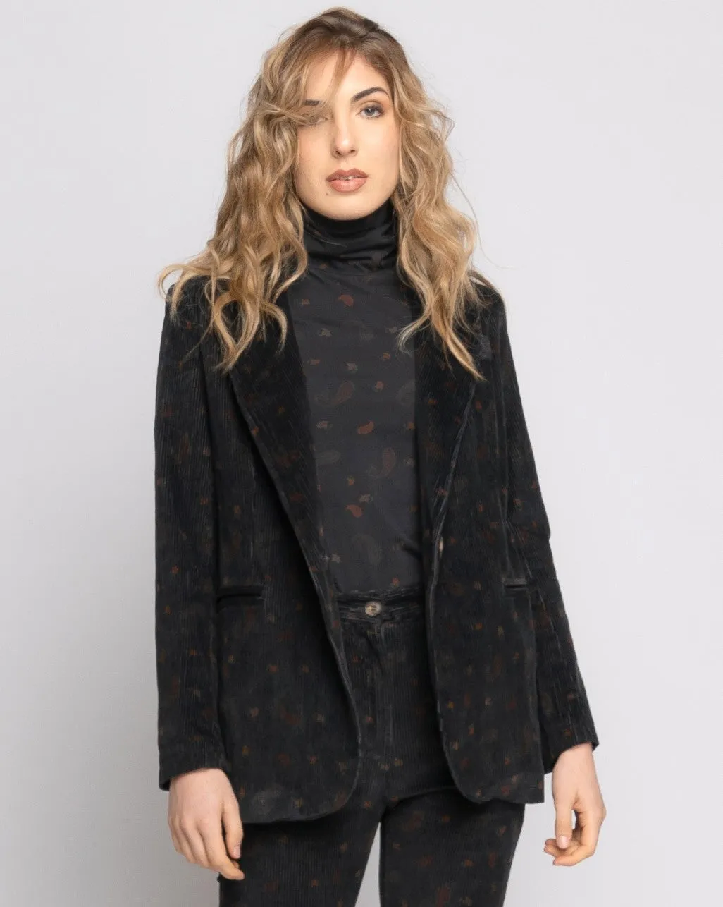 Paisley Single-Button Blazer
