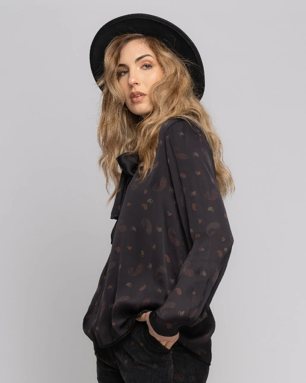 Paisley Tie-Neck Blouse