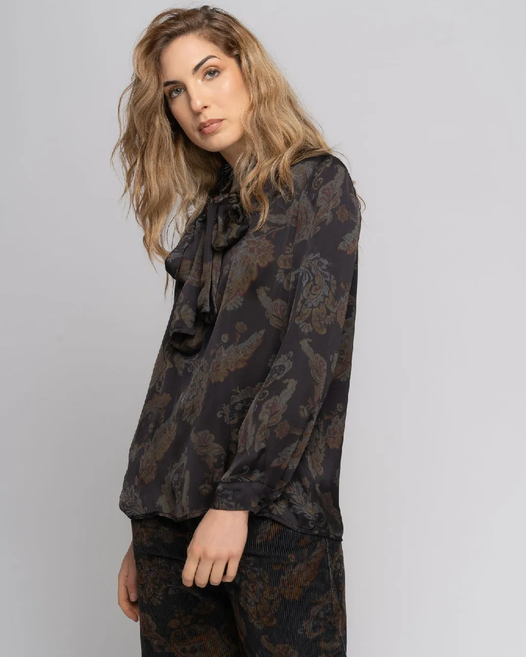 Paisley Tie-Neck Blouse