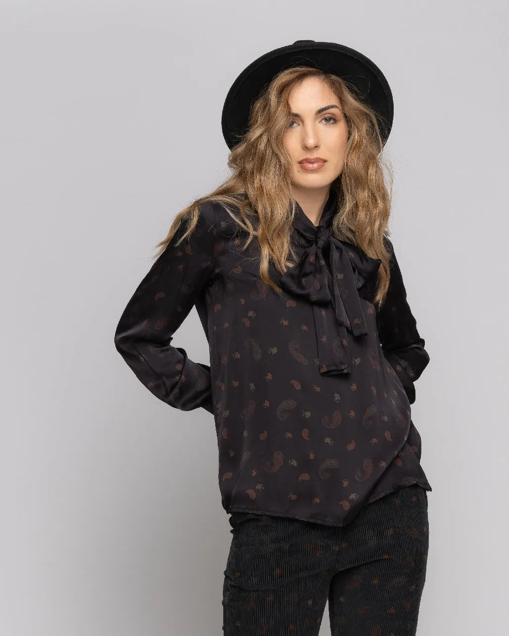 Paisley Tie-Neck Blouse