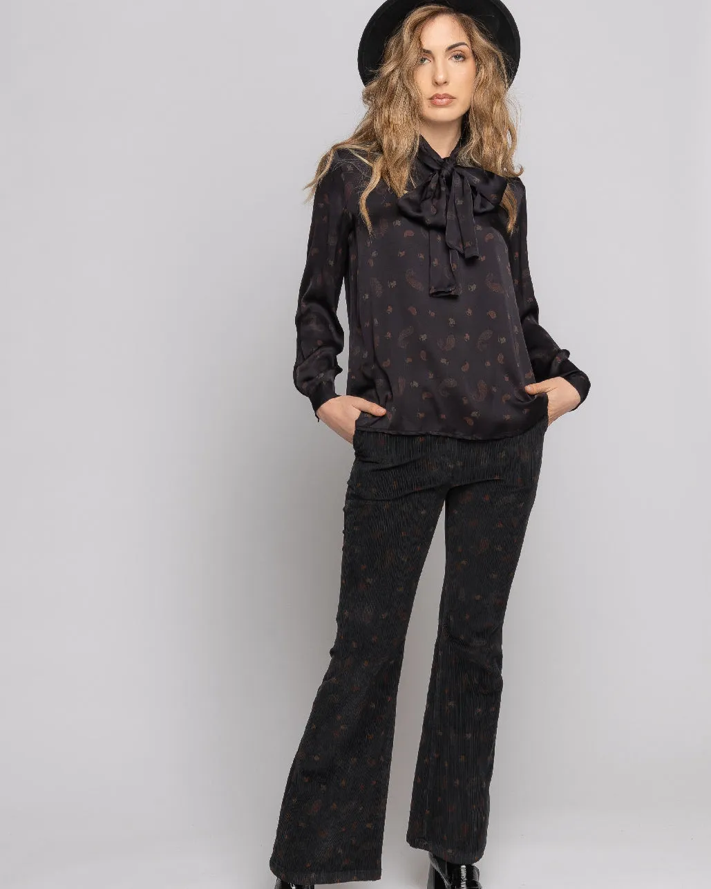 Paisley Tie-Neck Blouse