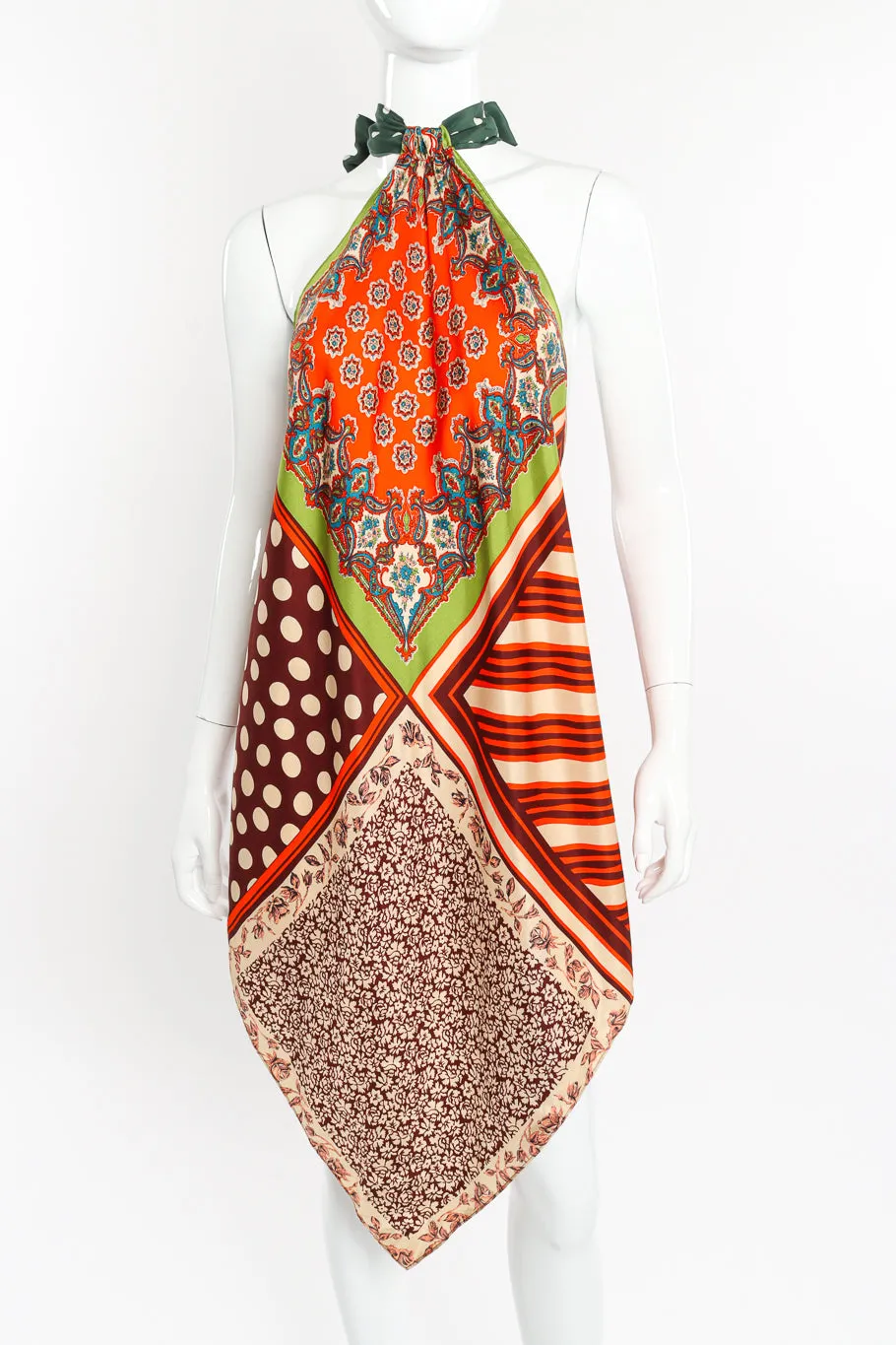 Patchwork Silk Halter Scarf Top