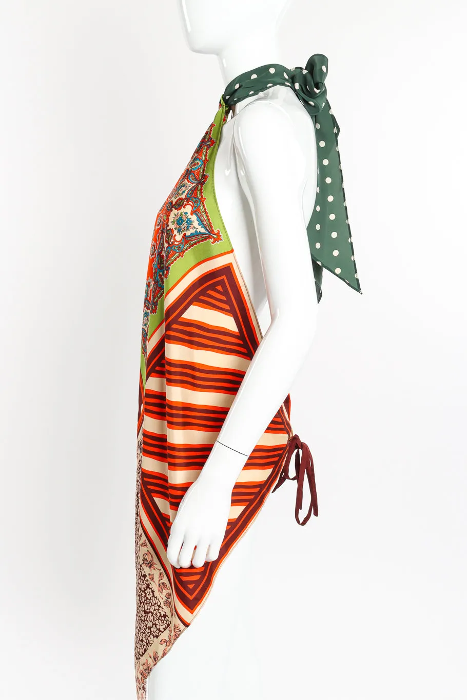 Patchwork Silk Halter Scarf Top