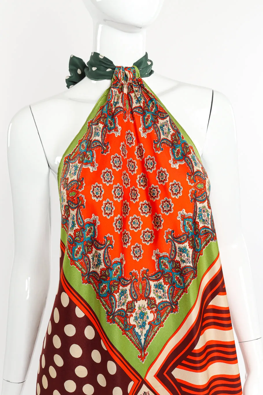 Patchwork Silk Halter Scarf Top