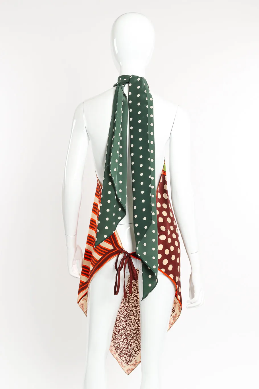 Patchwork Silk Halter Scarf Top