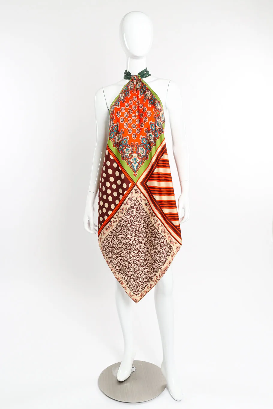 Patchwork Silk Halter Scarf Top