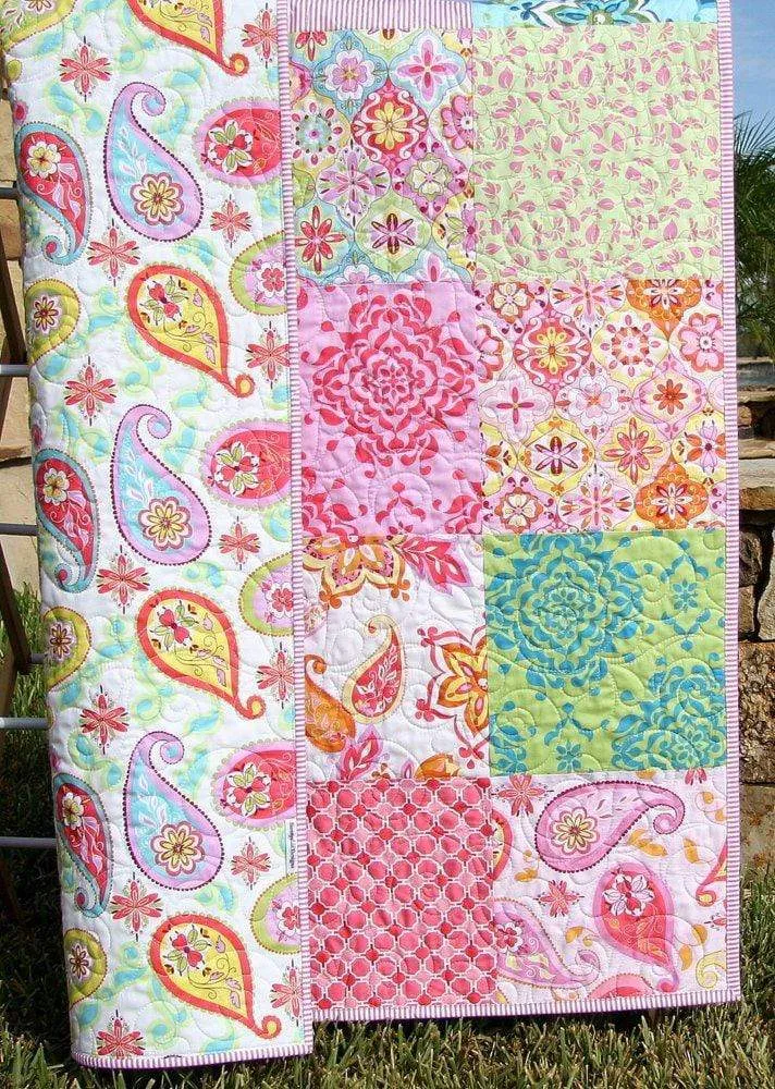 Pink Crib Quilt, Baby Custom Blanket, Floral Nursery Decor, Gifts for Baby, Paisley, Bedding for Baby, Patchwork, Christmas Gift, Kids Child
