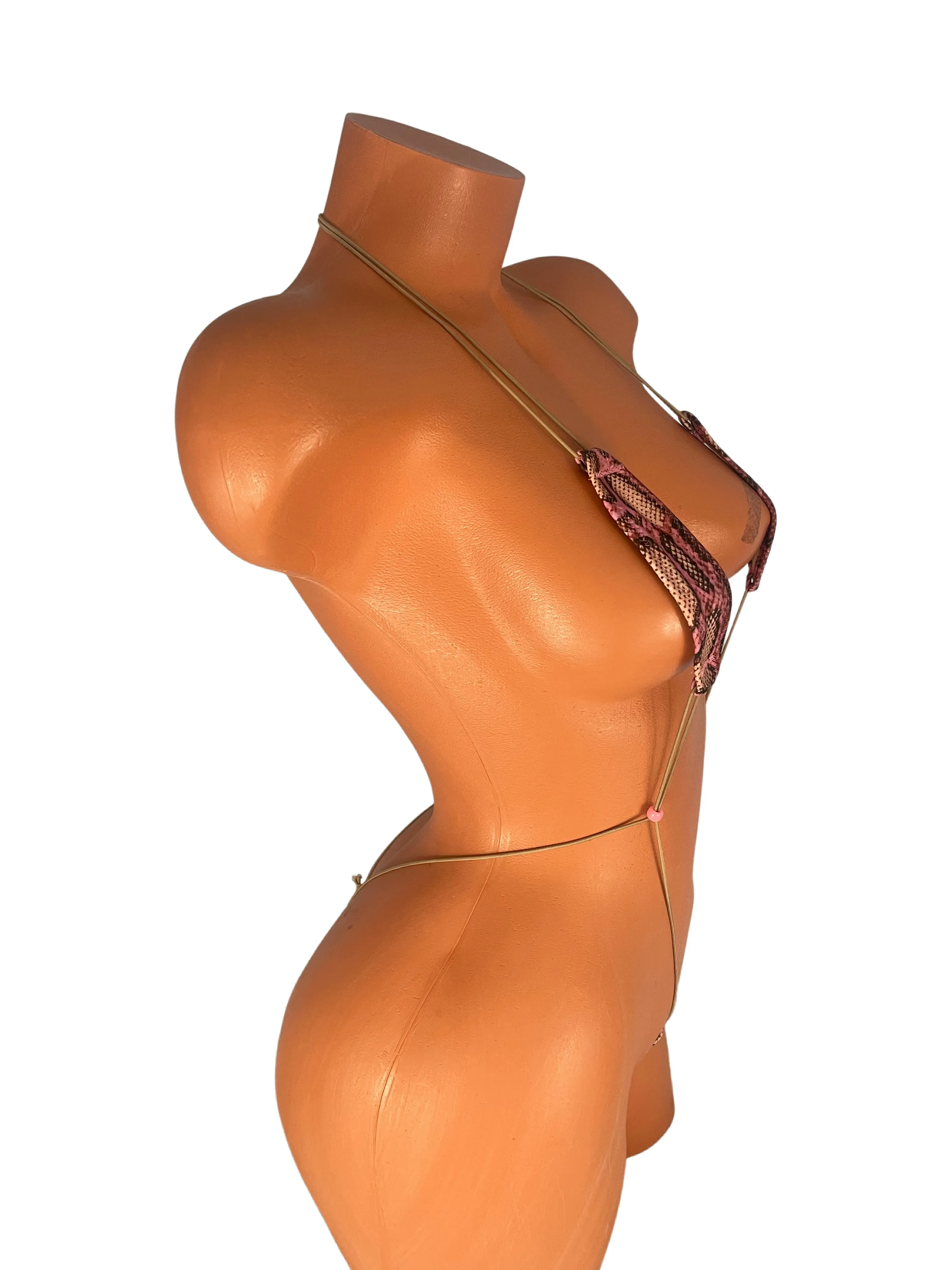 Pink Python snake print Slingshot Bikini