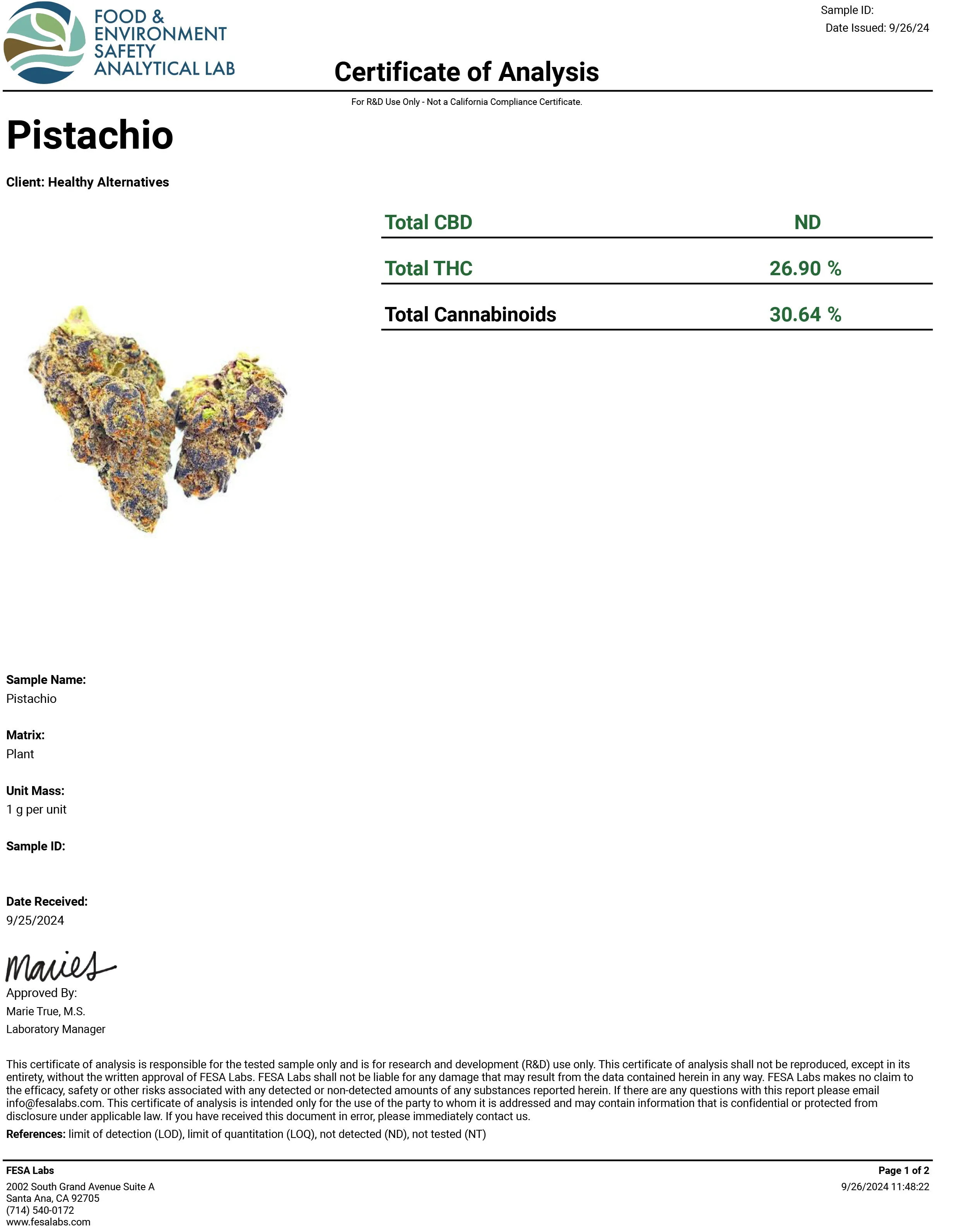 Pistachio Small Buds- 26.9%- Exotic Flower