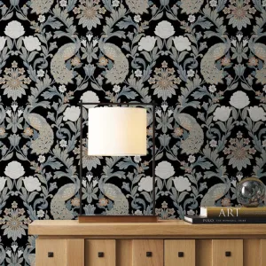 Plume Dynasty Peacock & Floral Wallpaper (60 SqFt)