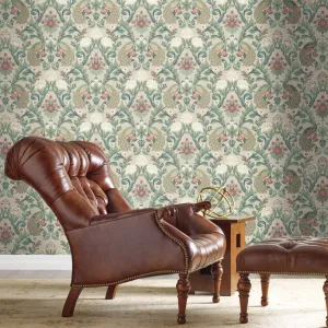 Plume Dynasty Peacock & Floral Wallpaper - Taupe/Multi (60 SqFt)