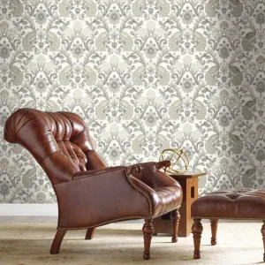 Plume Dynasty Peacock & Floral Wallpaper White/Neutral (60 SqFt)
