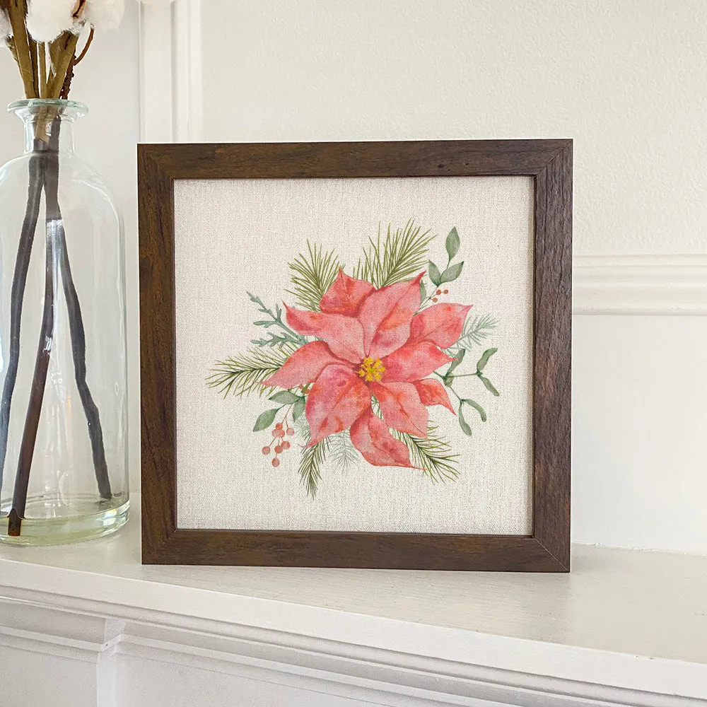 Poinsettia Flower - Framed Sign