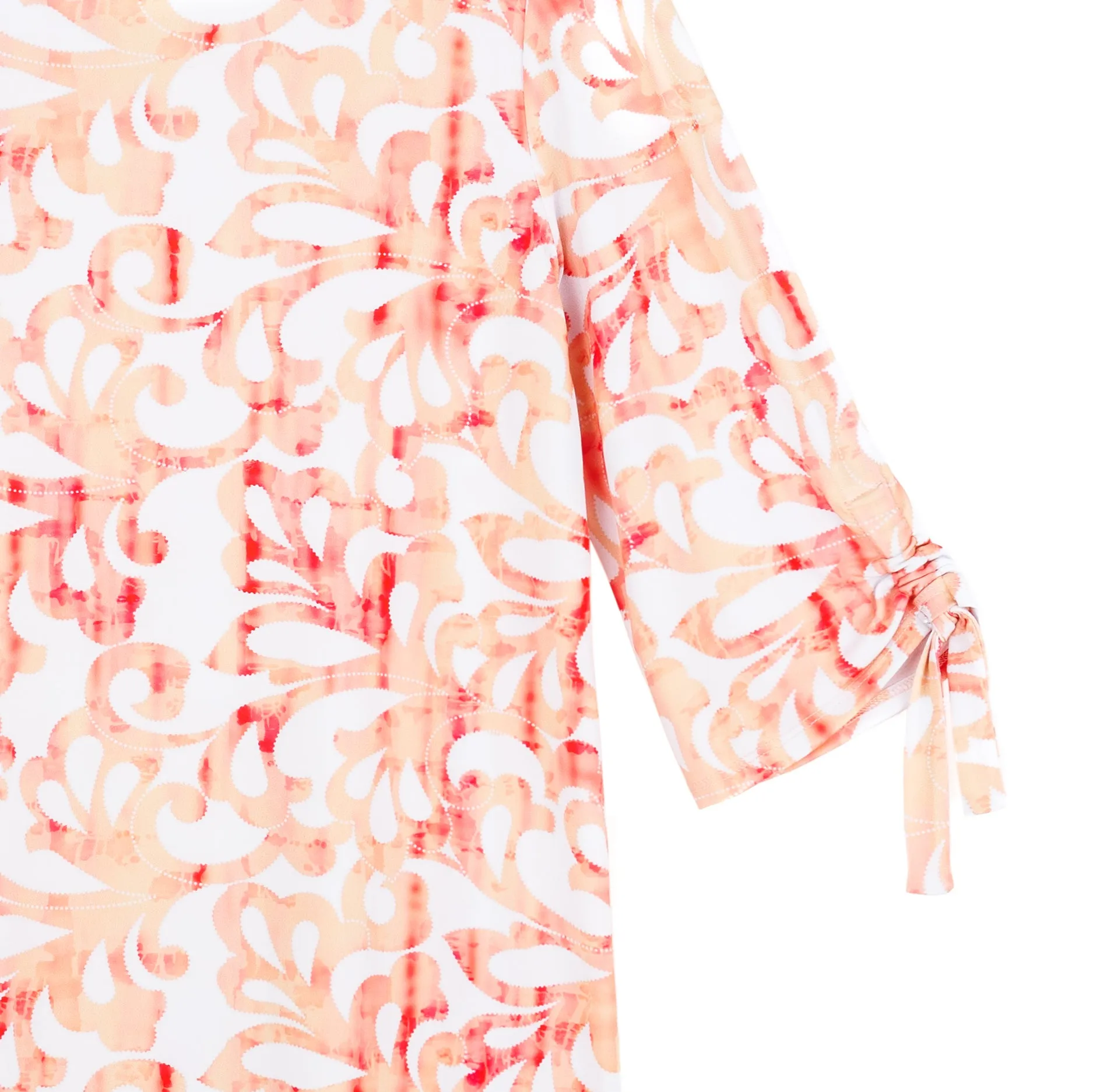 Pull-Tie Cuff Tunic - Damask Motif