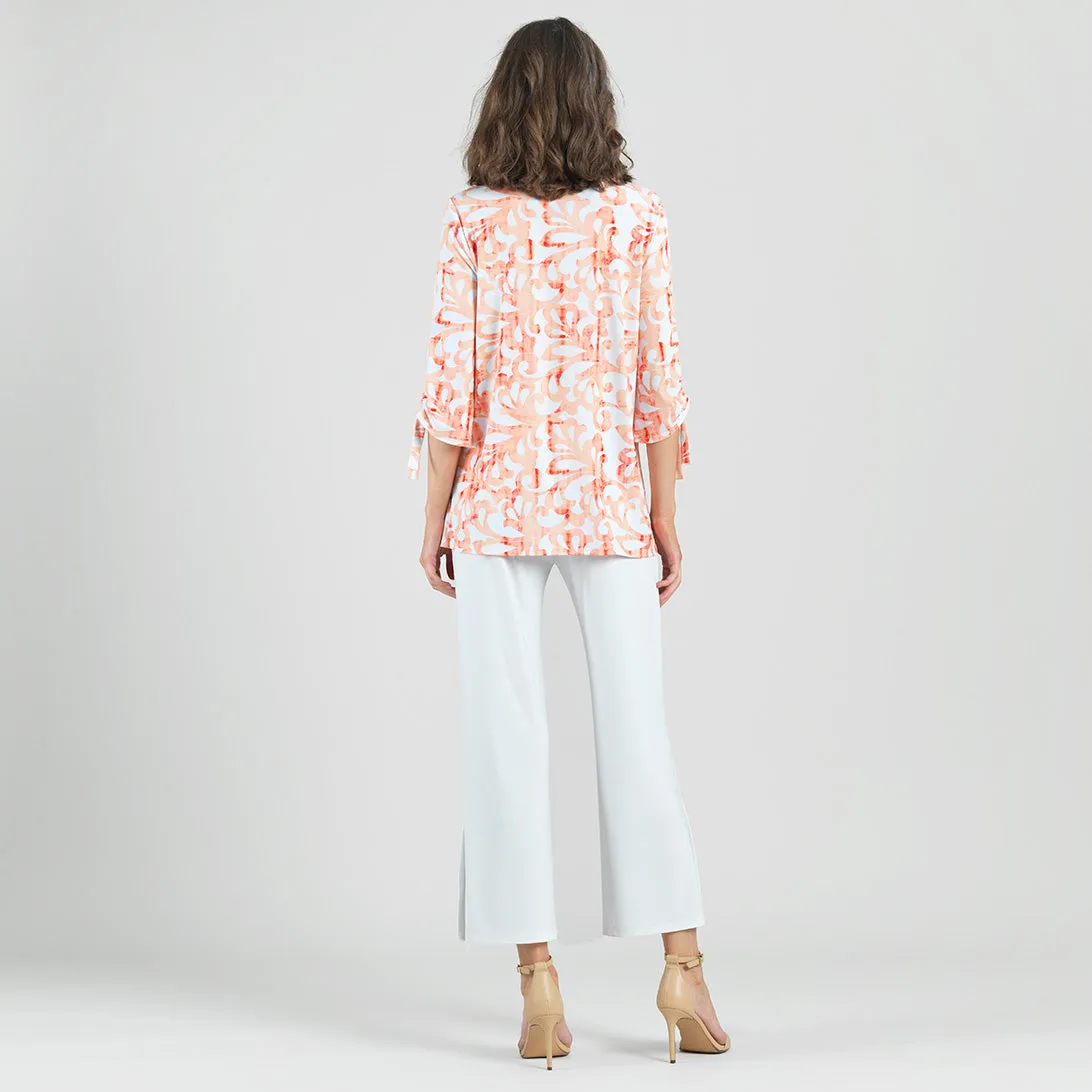 Pull-Tie Cuff Tunic - Damask Motif