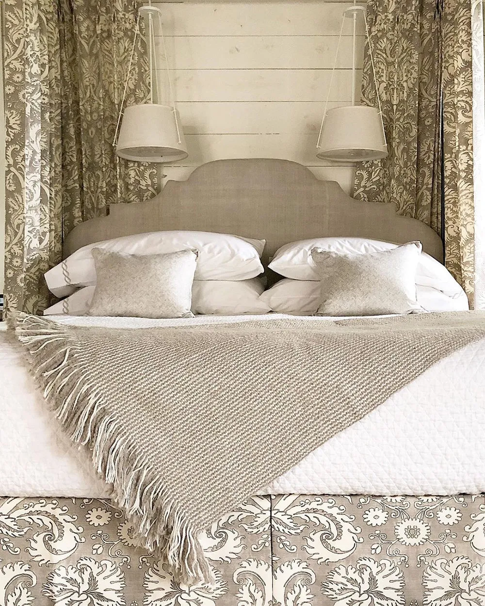 Quadrille Fabric: Borghese - Custom Camel / Taupe / Brown on Tinted Belgian Linen / Cotton