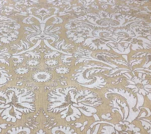 Quadrille Fabric: Borghese - Custom Camels on Ecru 100% Belgian Linen