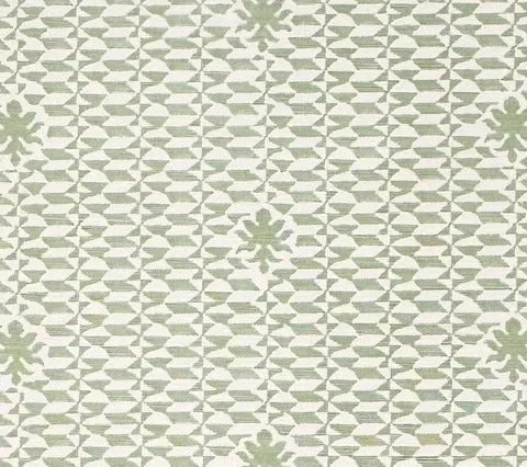 Quadrille Fabric: Carlo II - Custom Light Green on Tinted 100% Linen
