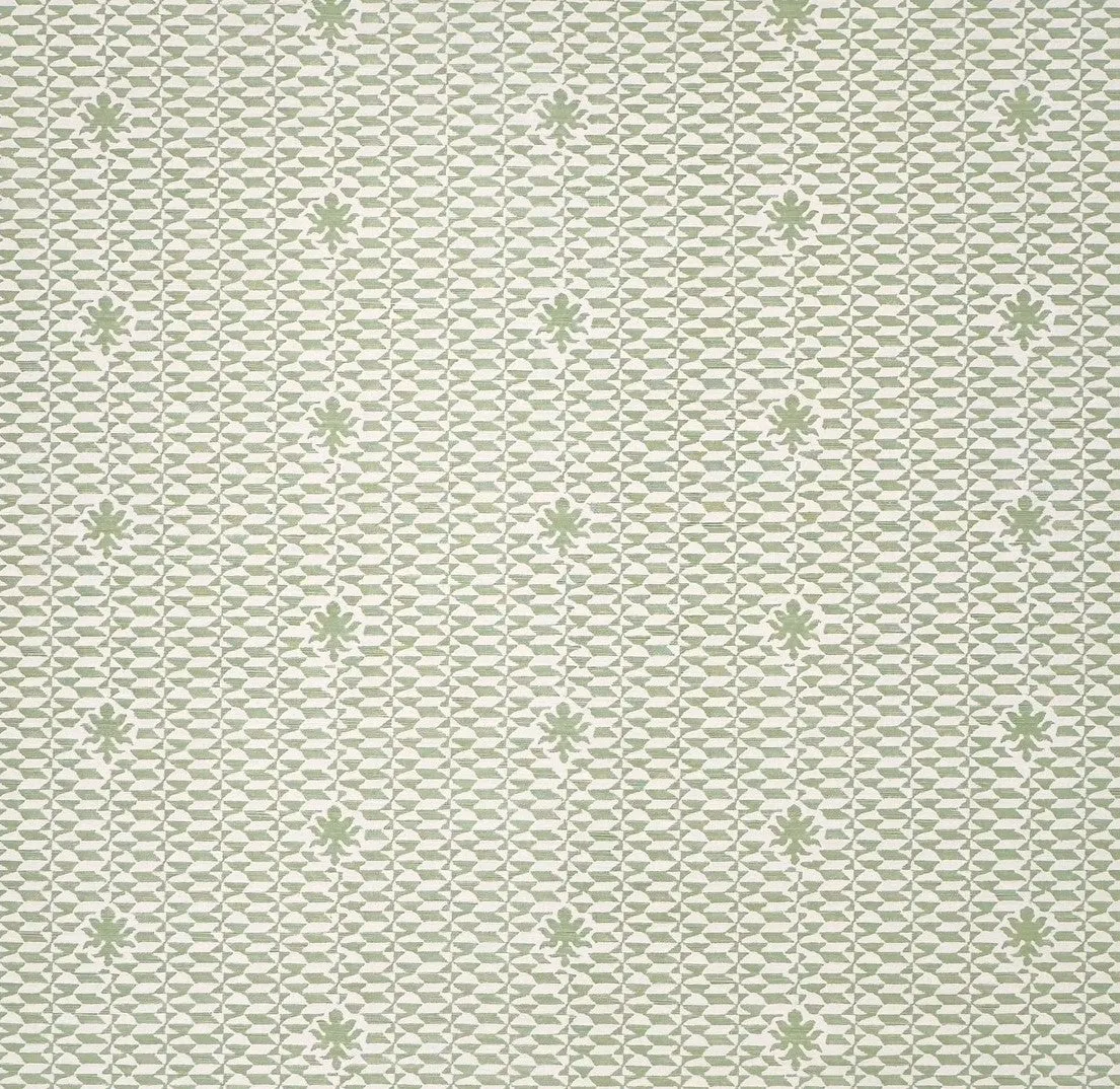 Quadrille Fabric: Carlo II - Custom Light Green on Tinted 100% Linen
