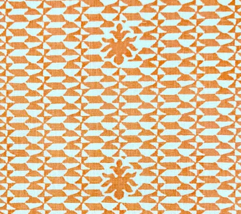 Quadrille Fabric: Carlo II - Terracotta on Tinted Curtain-Weight 100% Linen