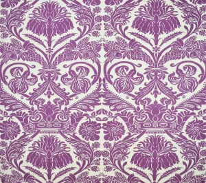 Quadrille Fabric: Corinthe Damask - Custom Purple on Lilac 100% Belgian Linen