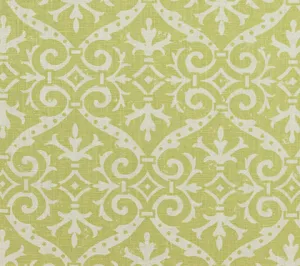 Quadrille Fabric: French Damask Reverse - Custom French Green on Tinted 100% Belgian Linen
