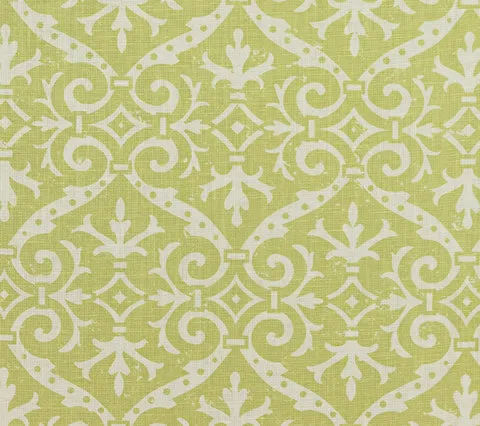 Quadrille Fabric: French Damask Reverse - Custom French Green on Tinted 100% Belgian Linen