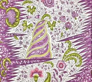 Quadrille Fabric: Les Indiennes Multicolor - Custom Multi Green / Lilac on White Belgian Linen / Cotton