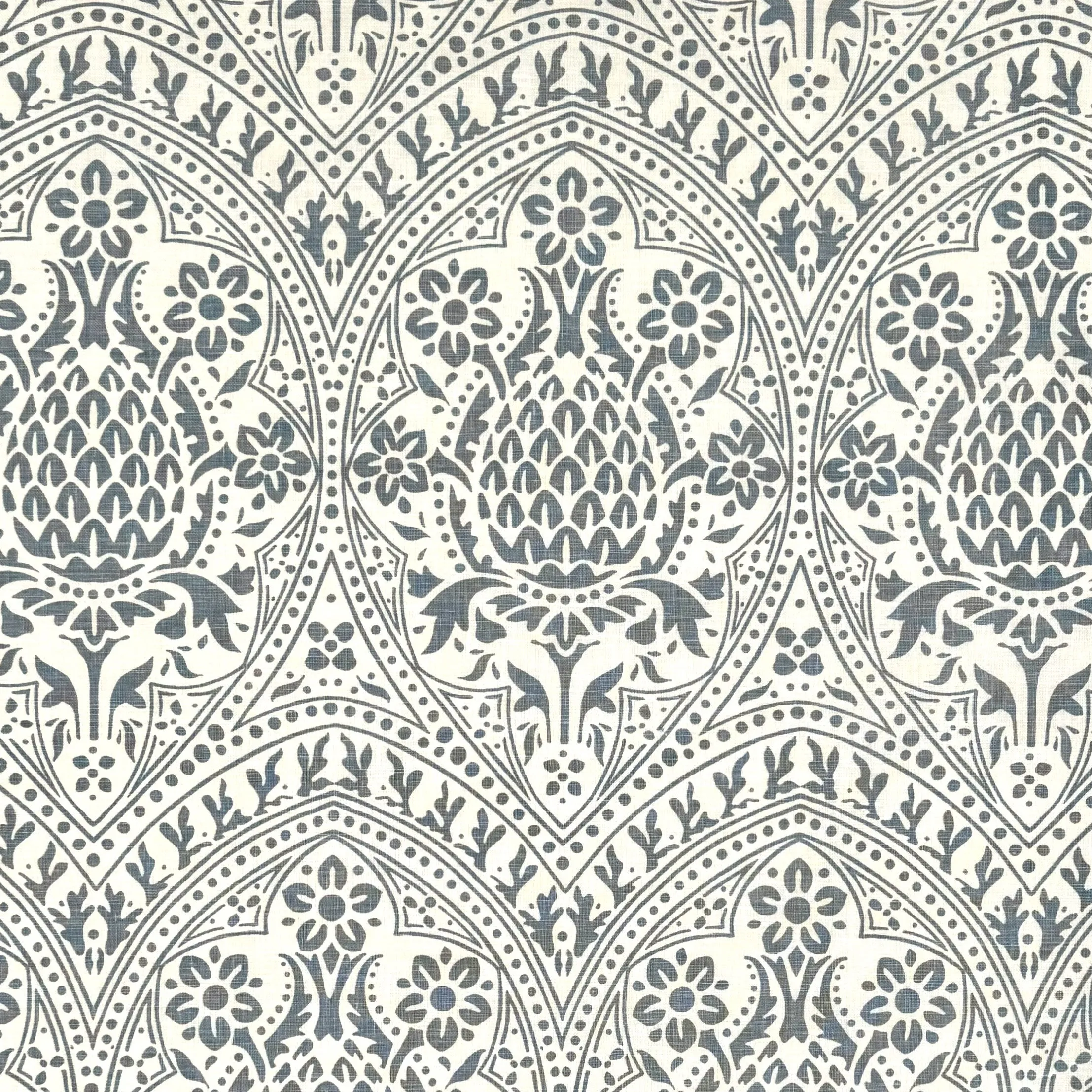 Quadrille Fabric: Pina - Custom Windsor Blue on Oyster Linen from Belgium