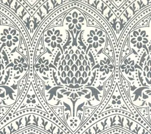 Quadrille Fabric: Pina - Custom Windsor Blue on Oyster Linen from Belgium