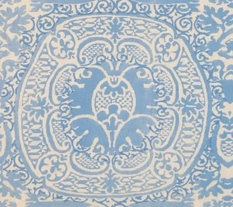 Quadrille Fabric: Veneto - Custom Denim Blue on Tinted 100% Linen
