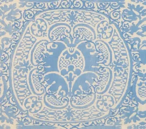 Quadrille Fabric: Veneto - Custom Denim Blue on Tinted 100% Linen