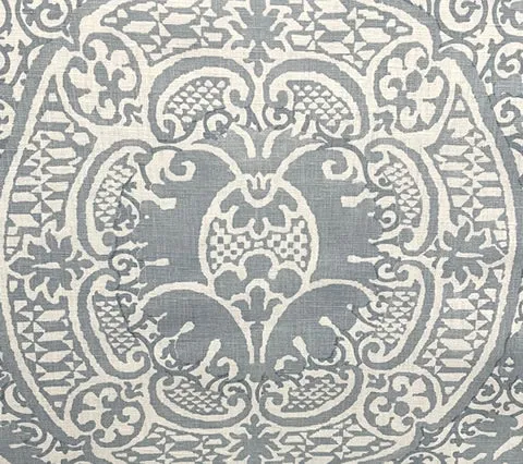 Quadrille Fabric: Veneto - Custom Soft Windsor Blue on Lightly-Tinted 100% Linen