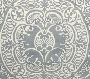Quadrille Fabric: Veneto - Custom Soft Windsor Blue on Lightly-Tinted 100% Linen