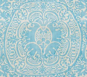 Quadrille Fabric: Veneto - Custom Venice Blue on Creme Velvet from Italy