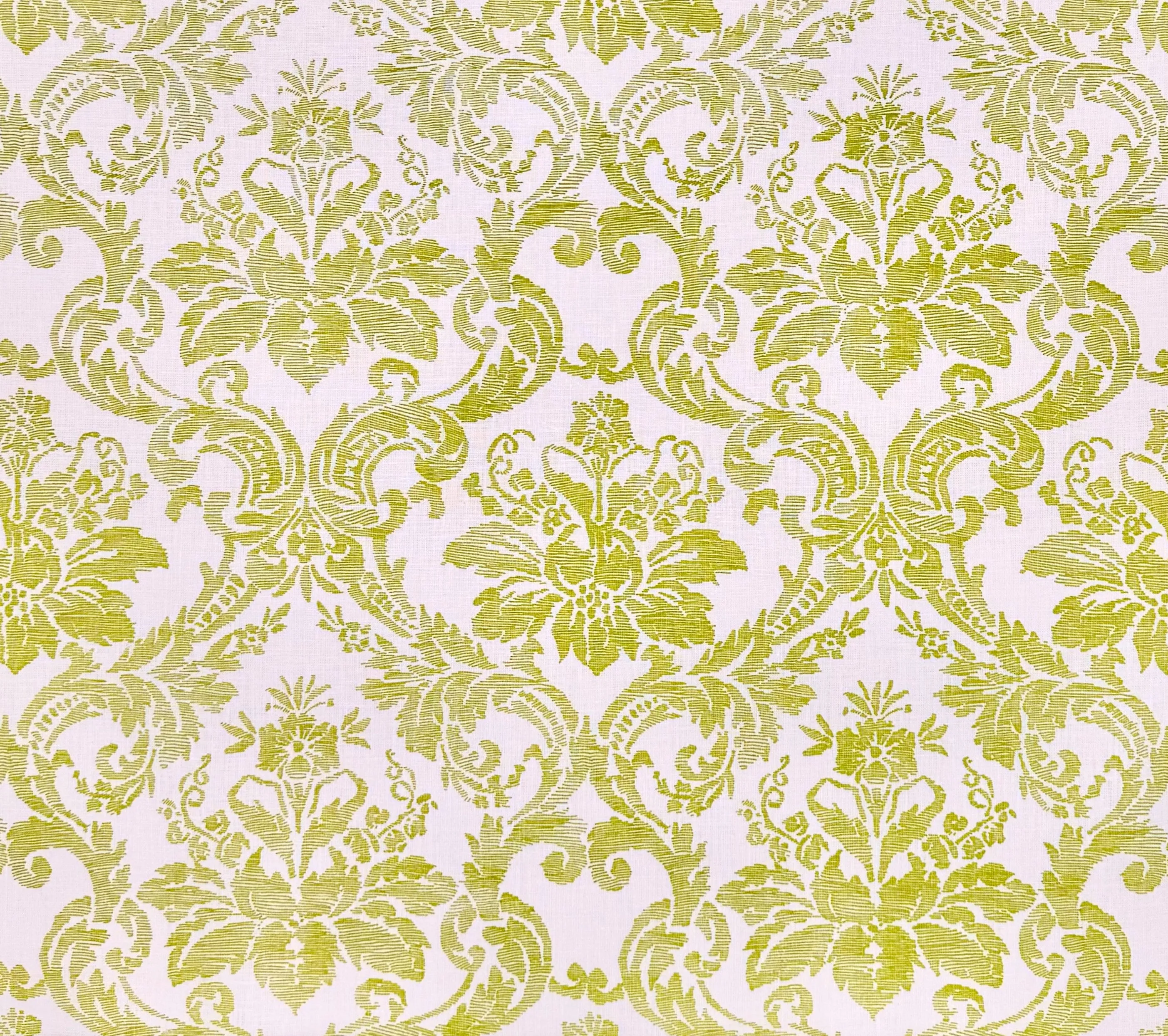 Quadrille Fabric: Victoria - Custom Green on Tinted 100% Linen