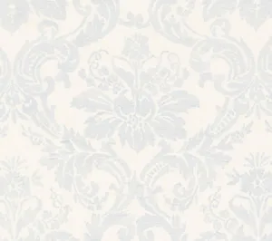 Quadrille Fabric: Victoria - Custom Soft Windsor Blue on Tinted 100% Linen
