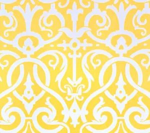 Quadrille Wallpaper: Charleston II Reverse - Custom Yellow on White Paper