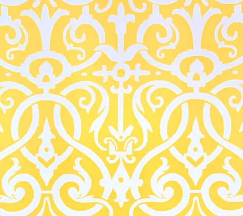 Quadrille Wallpaper: Charleston II Reverse - Custom Yellow on White Paper