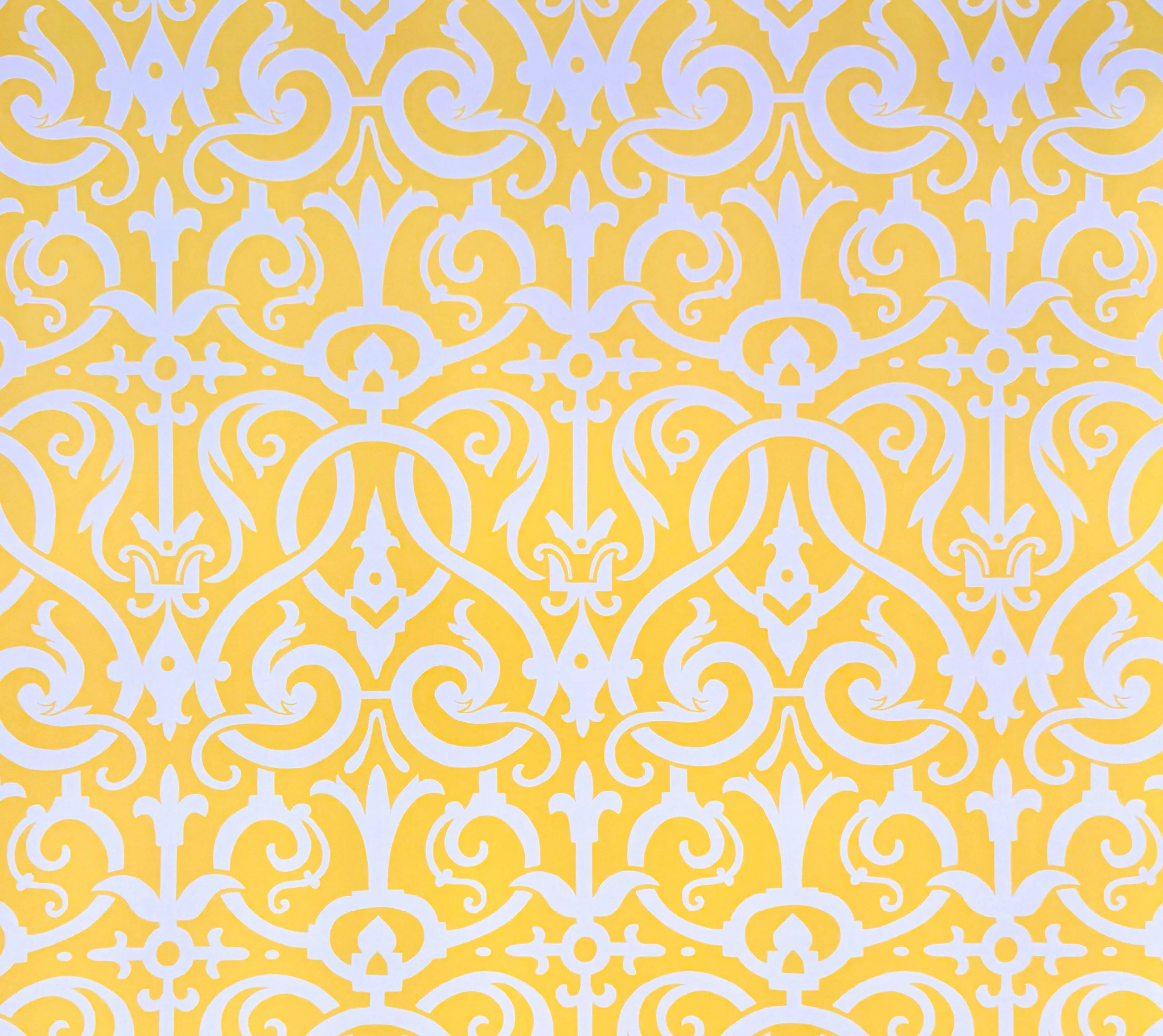 Quadrille Wallpaper: Charleston II Reverse - Custom Yellow on White Paper