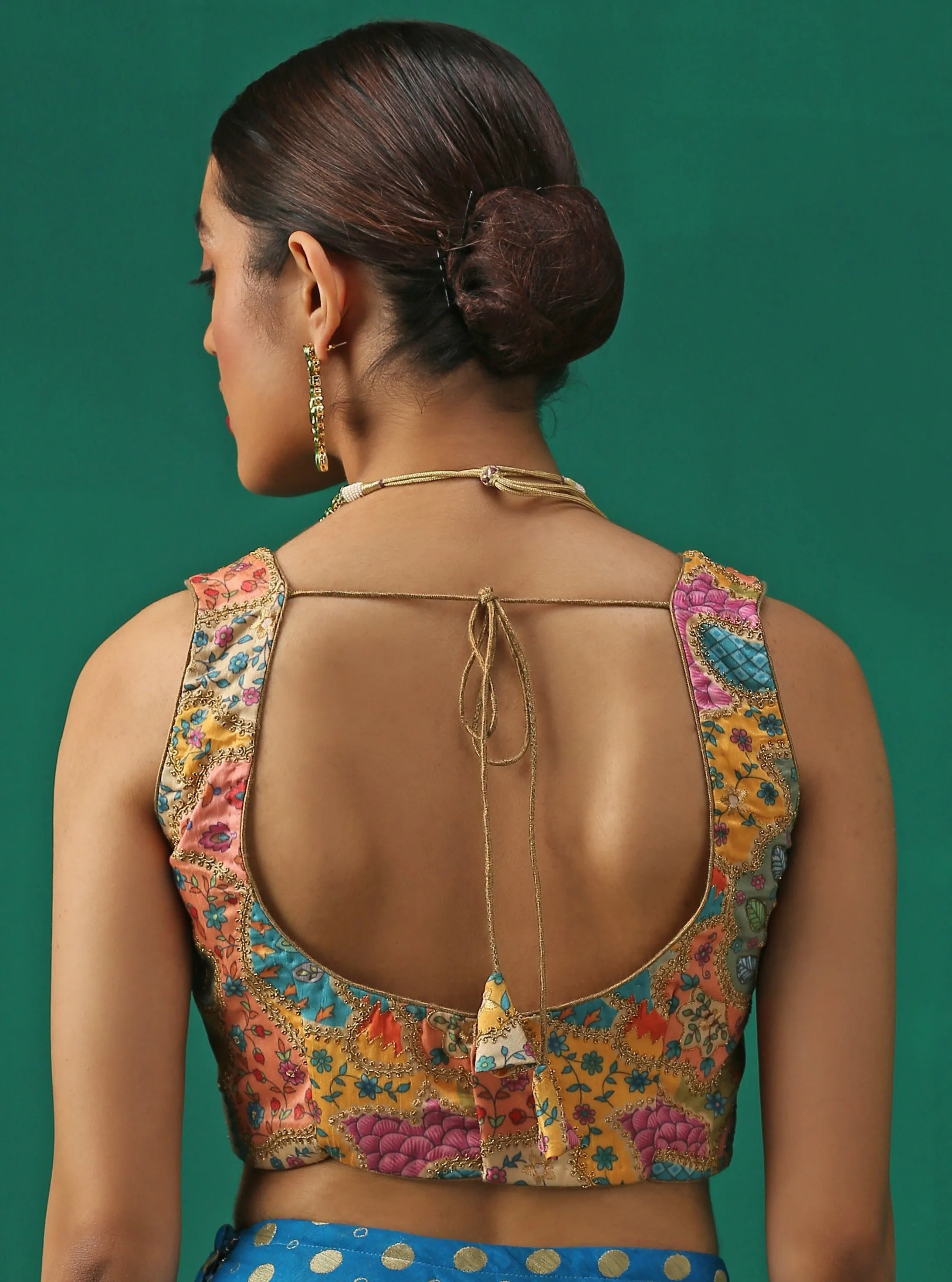 Rainbow Sleeveless Blouse with Gold embroidery