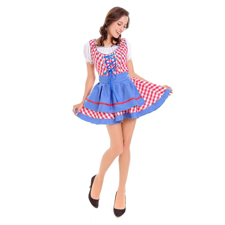 Red and Blue Checked Oktoberfest Dirndl