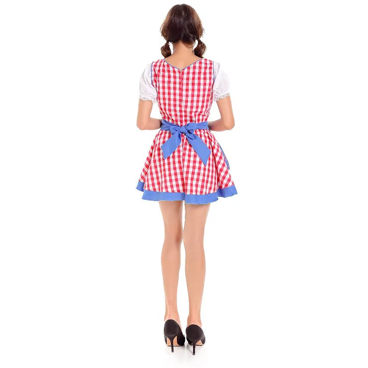 Red and Blue Checked Oktoberfest Dirndl