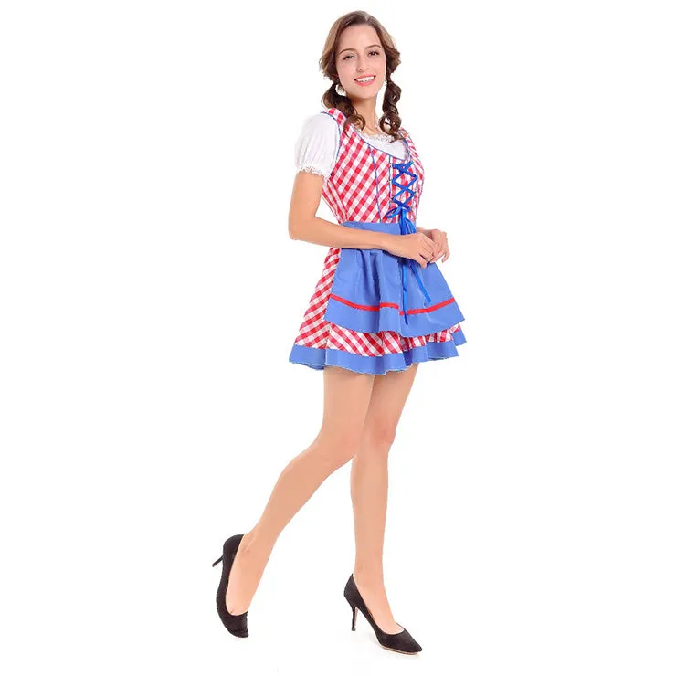 Red and Blue Checked Oktoberfest Dirndl