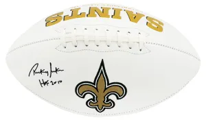 Rickey Jackson Signed Saints White Team Logo Football w/HOF 2010 -(SCHWARTZ COA)