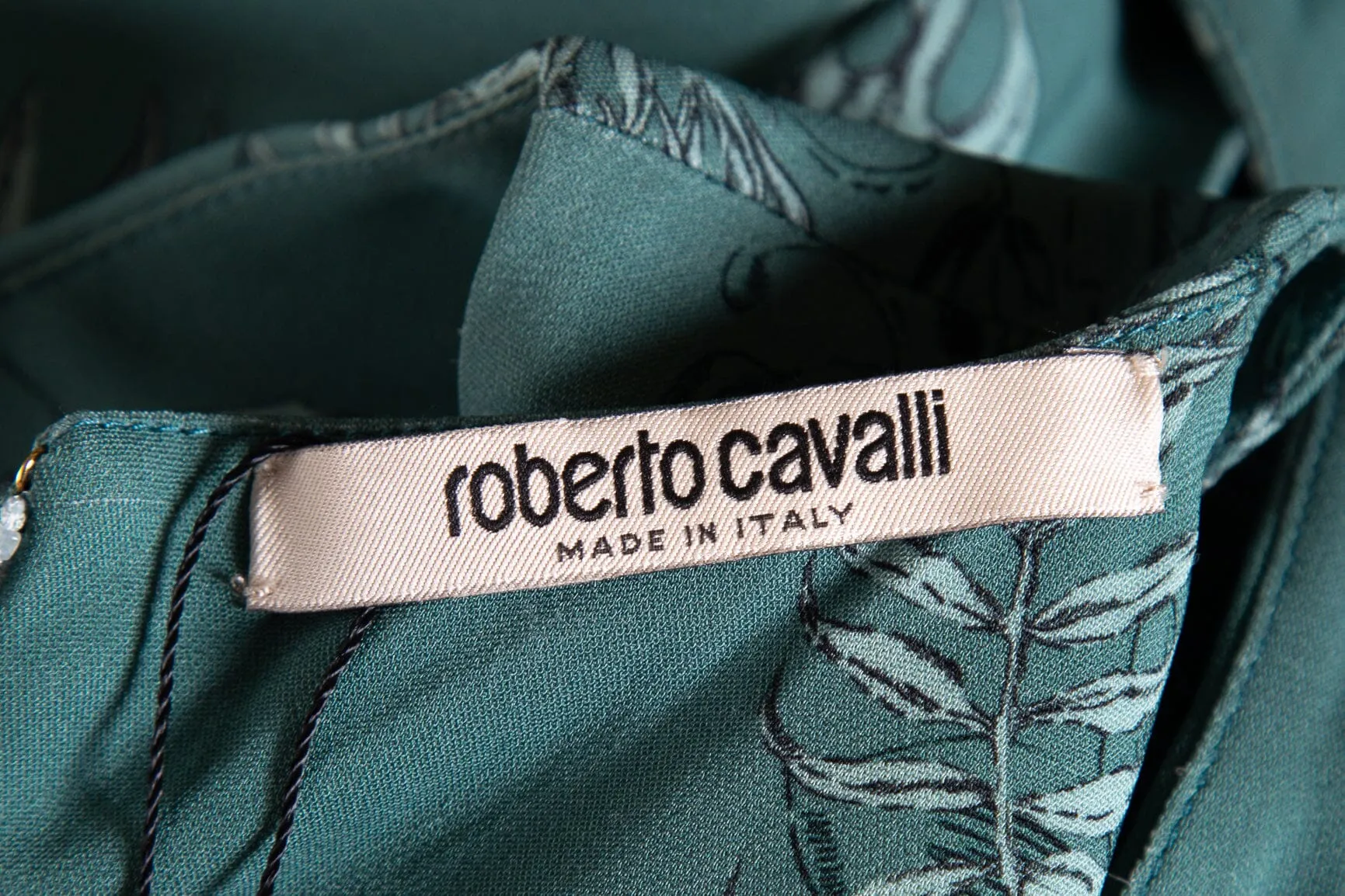 Roberto Cavalli Teal Sleeveless Exotic Animals Print Dress SZ 38