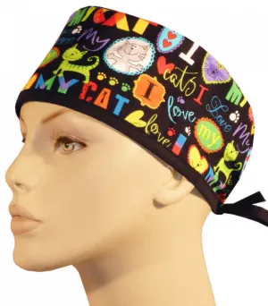 Scrub Cap Medical Surgeon Head Cover Surgical Hat Nurse Nursing Operating Room, I Love My Cat