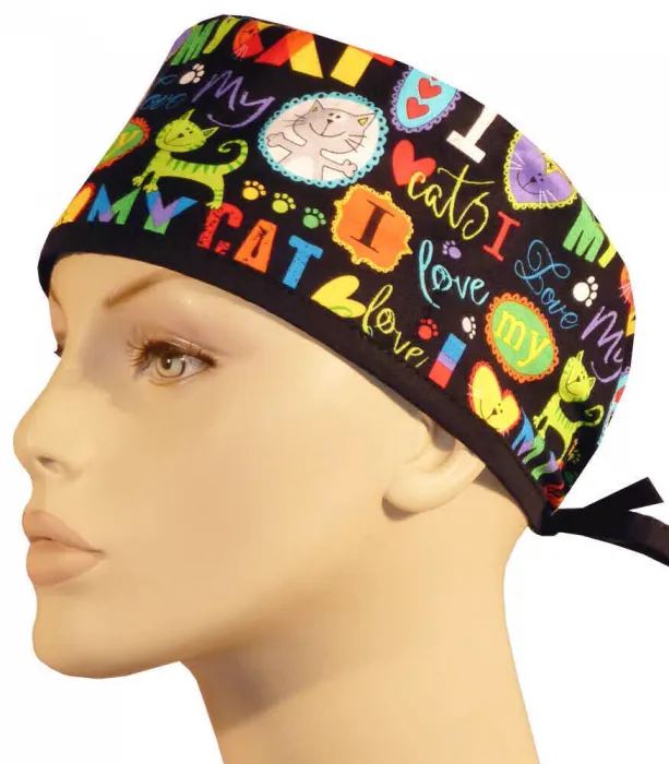 Scrub Cap Medical Surgeon Head Cover Surgical Hat Nurse Nursing Operating Room, I Love My Cat
