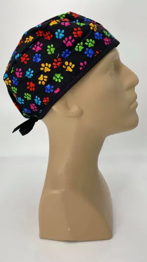 Scrub Cap Medical Surgeon Head Cover Surgical Hat Nurse Nursing Operating Room, Paw Print Paws